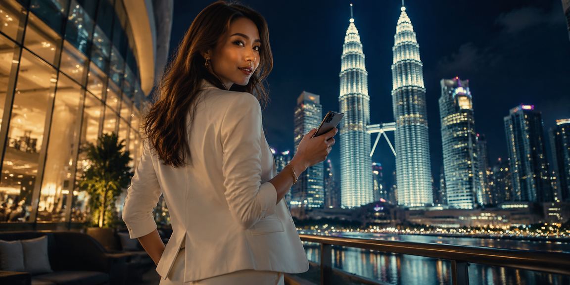 Pengguna mengakses pertaruhan kriket 70400 melalui telefon pintar di Kuala Lumpur