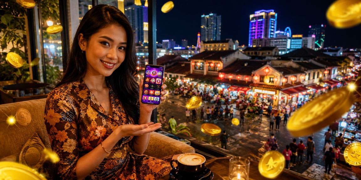 Pemain menggunakan kasino mudah alih 70400 dengan reka bentuk batik di Melaka